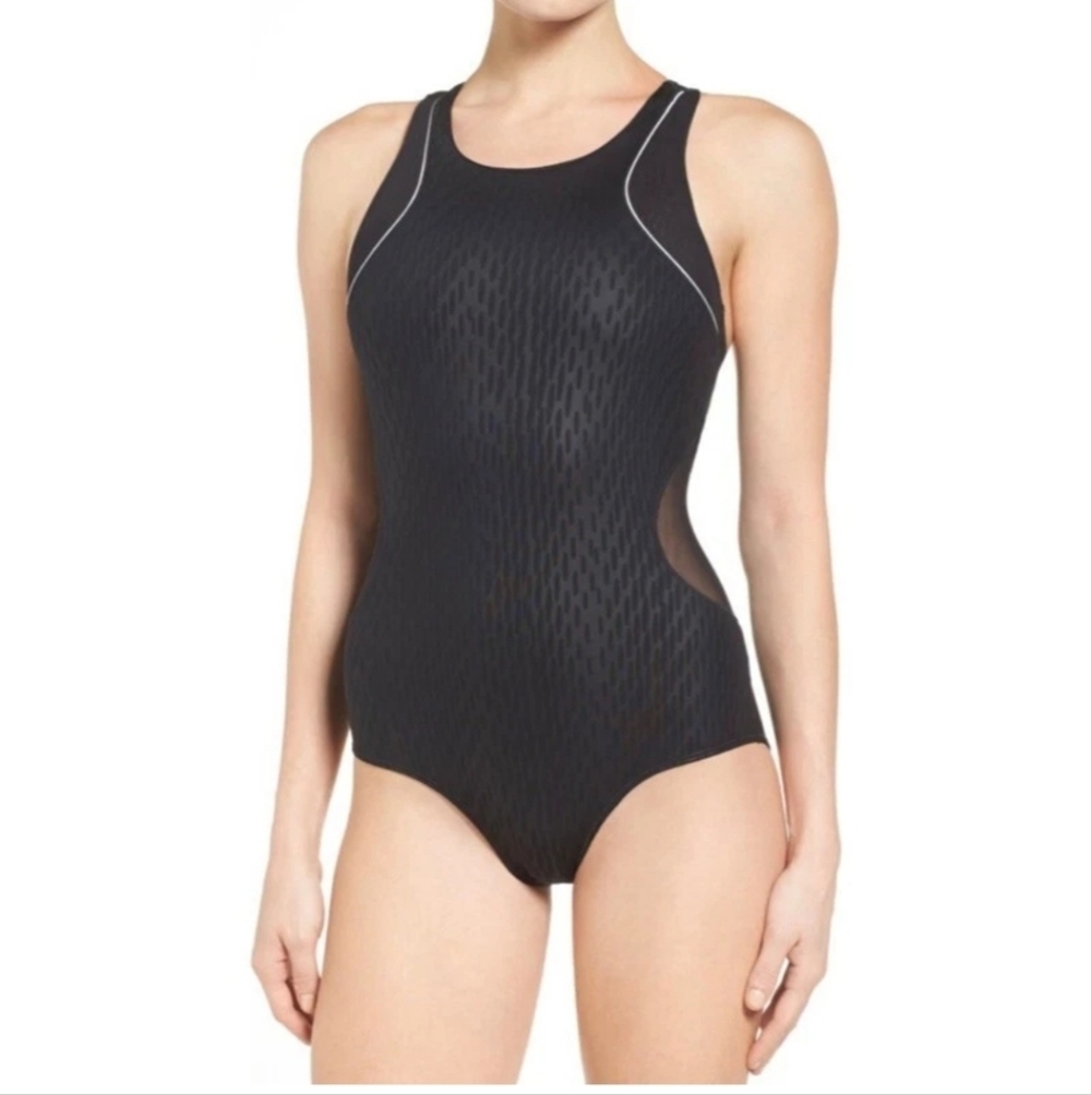 IVY PARK Black Mesh Detail Swimsuit Bodysuit Size M